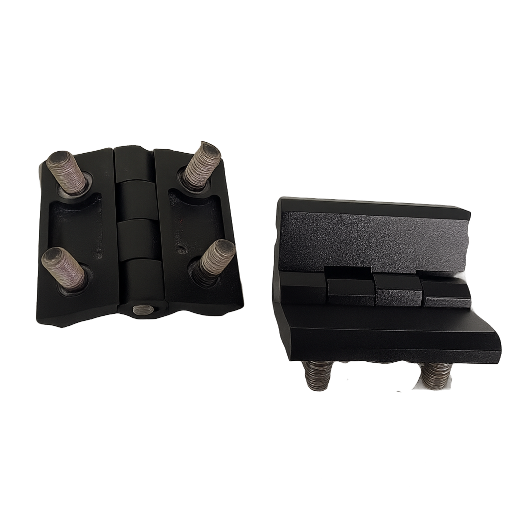 Dobradiça resistente para impressora flexográfica, garantindo abertura e fechamento seguros com durabilidade e precisão